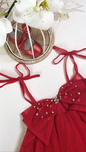 RED TULLE BOW DRESS