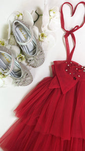 RED TULLE BOW DRESS