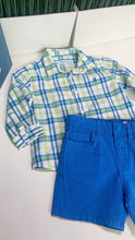 Load image into Gallery viewer, GREEN/BLUE PLAID LINEN SHIRT
