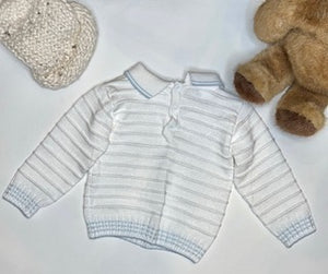 White|Blue Knit Sweater Set