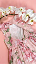Load image into Gallery viewer, PINK ROSE PRINT LINEN DRESS
