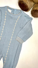 Load image into Gallery viewer, Blue Knit Jumper w/ Taupe Trimming
