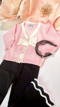 Load image into Gallery viewer, Pink|Black Bow Knit Pant Set
