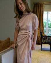 Load image into Gallery viewer, PINK SATIN WRAP DRESS
