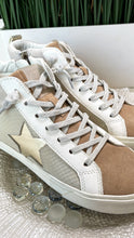 Load image into Gallery viewer, TAN|GOLD STAR HIGH TOP SNEAKERS
