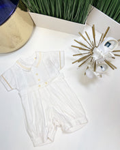 Load image into Gallery viewer, WHITE/BEIGE BELTED ROMPER
