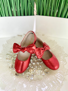 METALLIC RED KNOTTED BOW SHOE