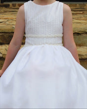 Load image into Gallery viewer, WHITE ORGANZA PIN-TUCK COMMUNION DRESS
