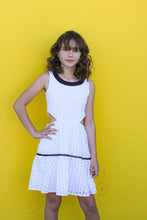 Load image into Gallery viewer, WHITE EYELET CUT-OUT DRESS
