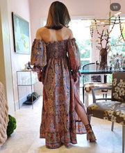 Load image into Gallery viewer, Multi Paisley Print Dress w/off the shoulder
