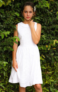 WHITE EYELET FLORAL DRESS