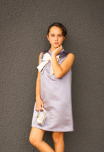 Load image into Gallery viewer, LAVENDER|BLUE SATIN BOW DRESS
