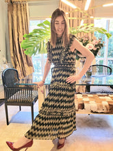 Load image into Gallery viewer, BLACK/GOLD METALLIC PLEATED MAXI
