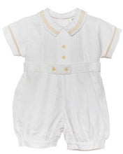 Load image into Gallery viewer, WHITE/BEIGE BELTED ROMPER
