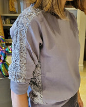 Load image into Gallery viewer, GREY KNIT FLORAL TOP
