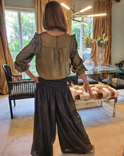 Load image into Gallery viewer, REBECCA BLACK/GOLD PALAZZO PANTS
